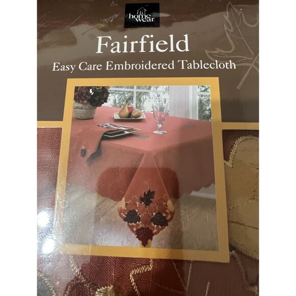 Bed Bath & Beyond Tablecloth Fall Autumn Leaves Embroidered New 60”x84” Oblong - Picture 7 of 9